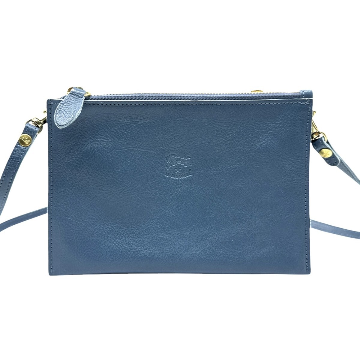 未使用 イルビゾンテ レザー ショルダーバッグ イタリア製 ブルー系 24L07-B2拍卖