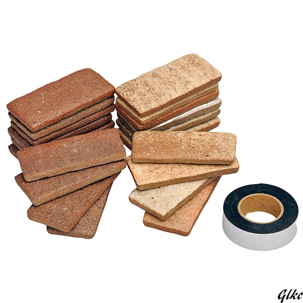 【濃い色と薄い色の2色セットでデザインの幅が広がる】発泡磁器質タイル 20枚セット 両面テープ付き コンパクト 日本製 ナチュラル拍卖