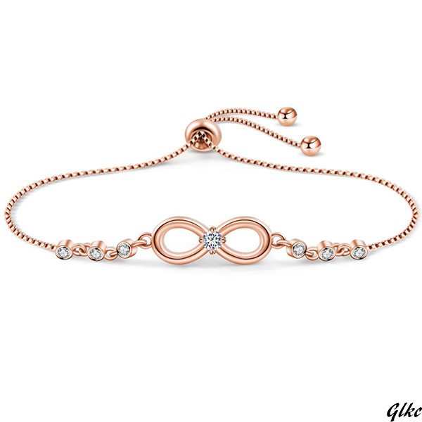 【永遠の愛を象徴する無限∞(infinity)モチーフのデザイン】 ブレスレット ジルコニア シルバー ブレスレット 幸せな絆拍卖