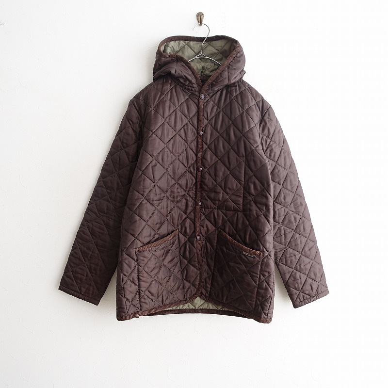 ラベンハム LAVENHAM *キルティングジャケット*38フードフーディコートダークブラウン中綿(jk33-2411-625)【52L42】拍卖