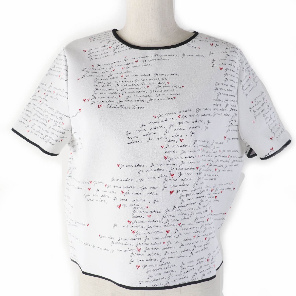 極美品☆クリスチャンディオール 24AW 454S36AM552 Je Vous Adore テクニカル Dioramour エンブロイダリー 半袖ニット 42 正規品拍卖