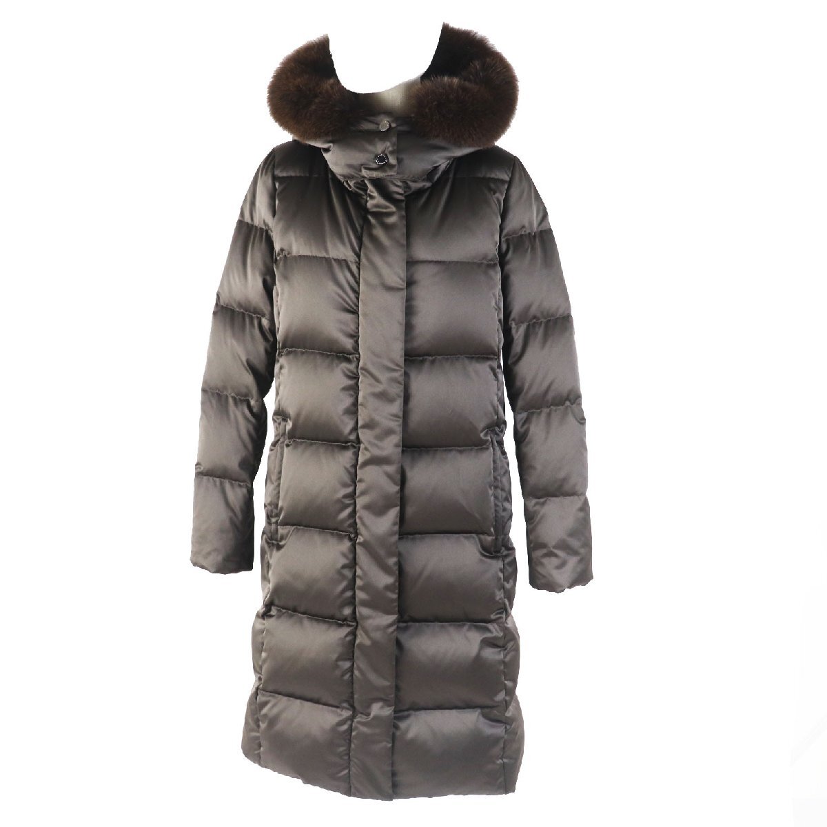 極美品◎Mackintosh マッキントッシュ G5F03-837-08 フォックスファー・フード付き ダウンコート ダークブラウン 40 正規品 レディース拍卖