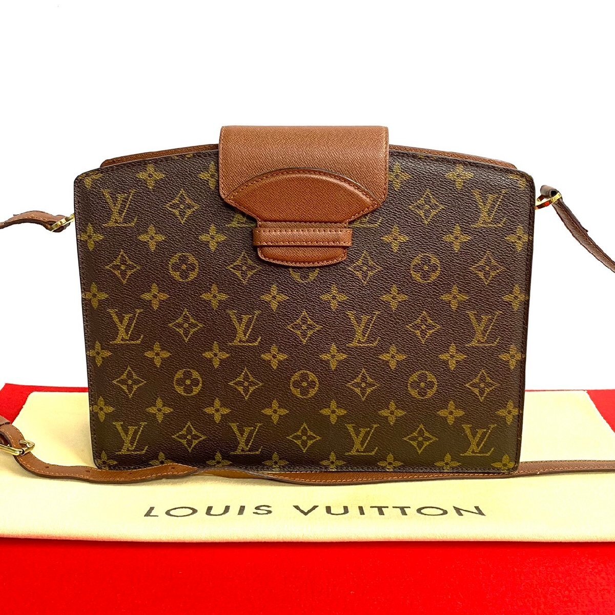 極 美品 LOUIS VUITTON ルイヴィトン ヴィンテージ クルセル モノグラム レザー 本革 ショルダーバッグ ポシェット ブラウン 74-10拍卖