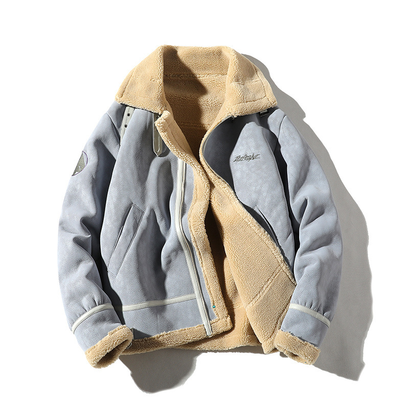 新入荷超美品 最高級 ムートンコート ブルゾン 毛皮 ファーコート超希少フライトジャケット暖か厚手レザージャケット ブルー系 2XL拍卖