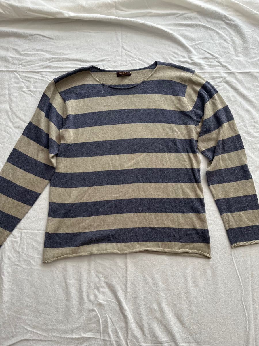 ポールスミス コレクション 最上級 セーター シルクカシミヤ混 サイズL パープル/ベージュ拍卖