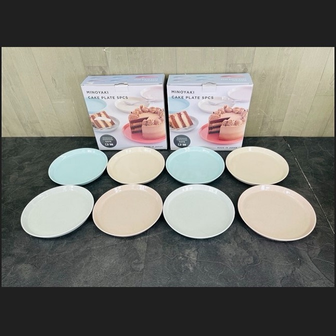 未使用 美濃焼 MINOYAKI CAKE PLATE 5PC ケーキプレート 大皿欠品 4枚入り×2箱セット 計8枚 直径19cm 高さ2.2cm/510710在★2拍卖