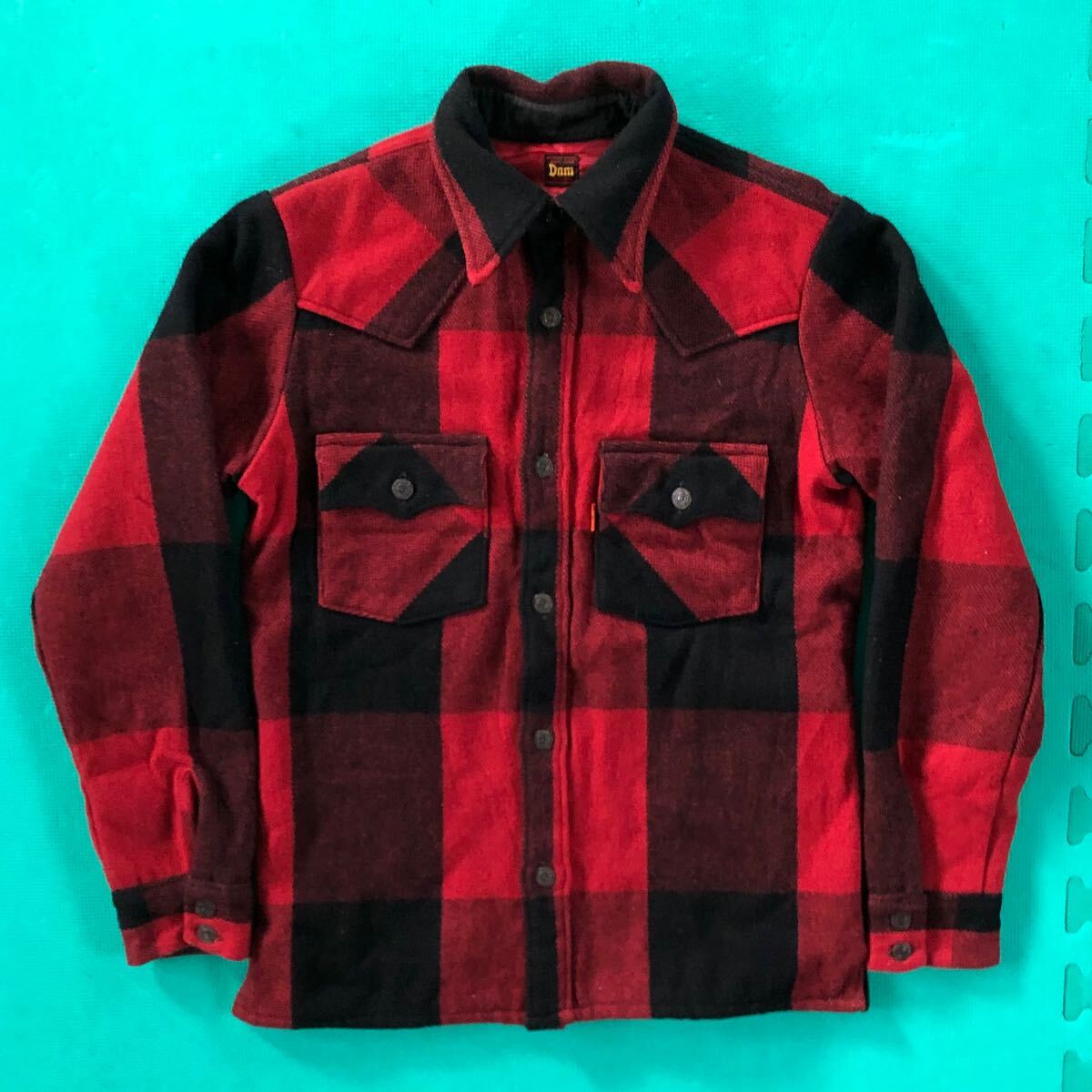 日本製 ドゥニーム 裏地キルティング チェック ネル シャツジャケット Lサイズ 黒 赤 美中古 DENIME 長袖 アメカジ 古着 made in JAPAN拍卖