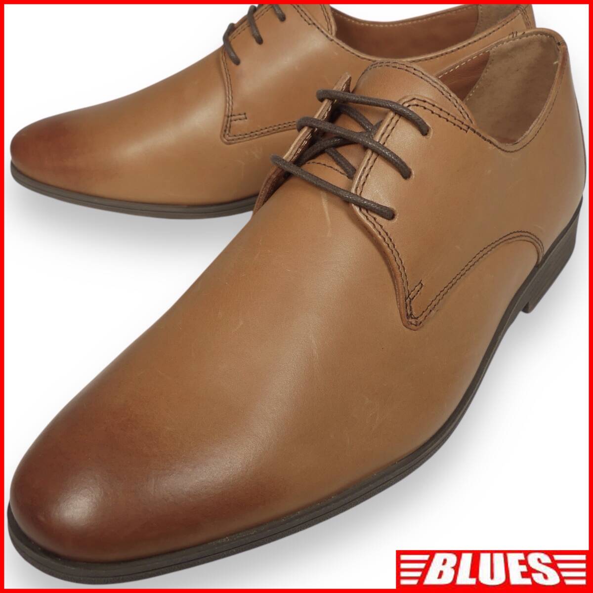 即決★Charkies★25cm レザーレースアップシューズ チャーキーズ メンズ 茶 本革 本皮 革靴 プレーントゥ拍卖