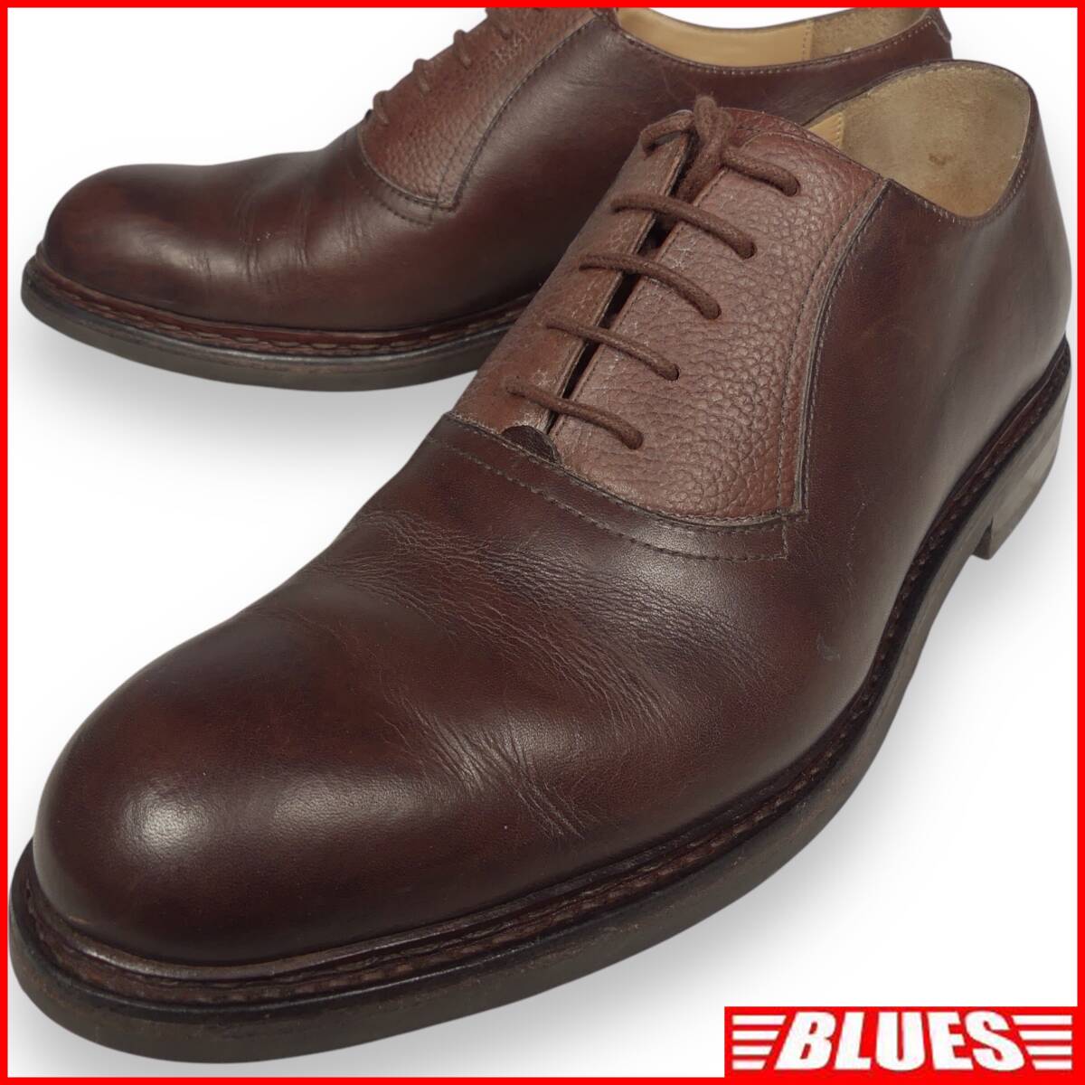 即決★HARDRIGE★25.5cm レザーレースアップシューズ メンズ 7.5 茶 本革 本皮 革靴拍卖