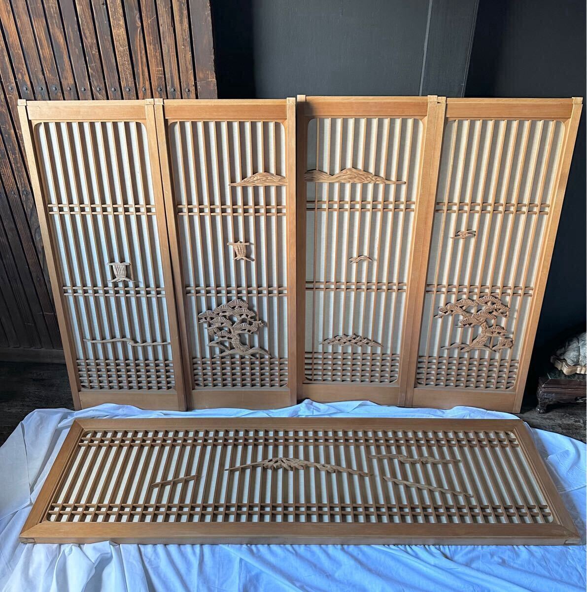 アンティーク レトロ 木製 建具 書院欄間 書院戸 組子細工 細密細工 引き戸 古民家 和室 欄間 古建具 民泊 和風 リノベーション 古民家拍卖
