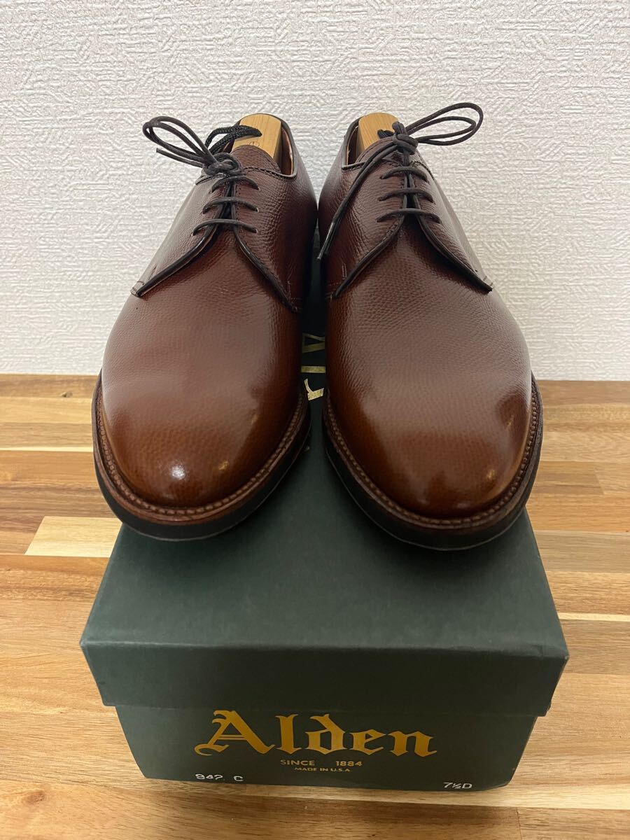 新品 オールデン 942C グレインレザー US7.5D ブラウン Alden プレーントゥ拍卖