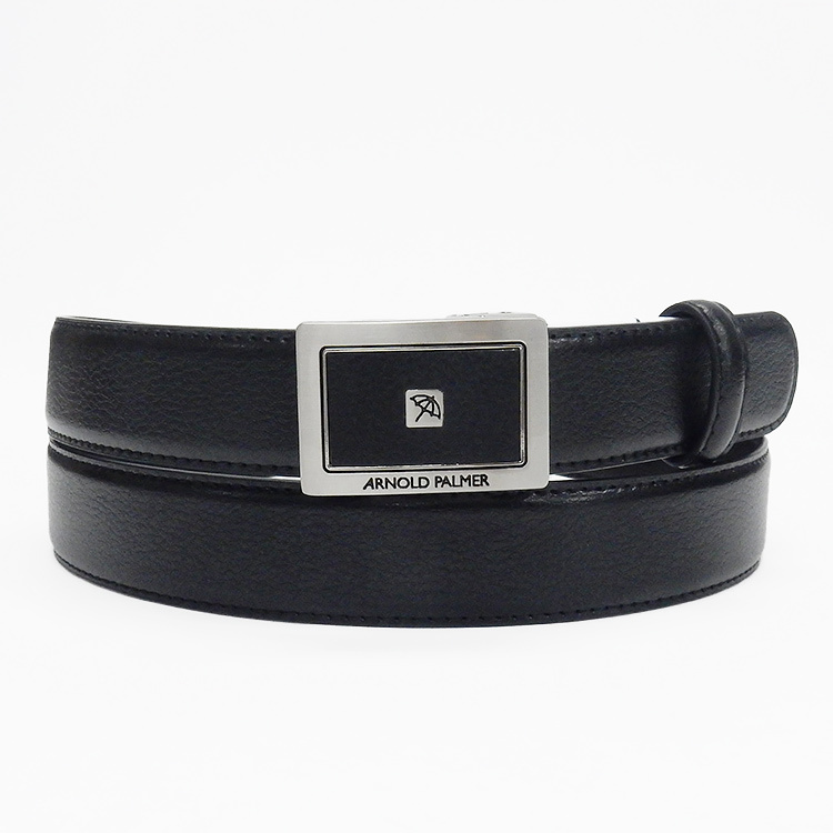Arnold Palmer/アーノルドパーマー メンズ牛革ベルト 黒 フィットバックル 110cm対応拍卖