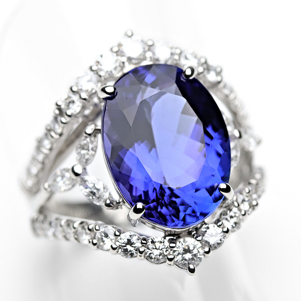 美品 指輪 タンザナイト7.90ct ダイヤ1.47ct Pt900 10.5g 中央宝石研究所ソーティング拍卖