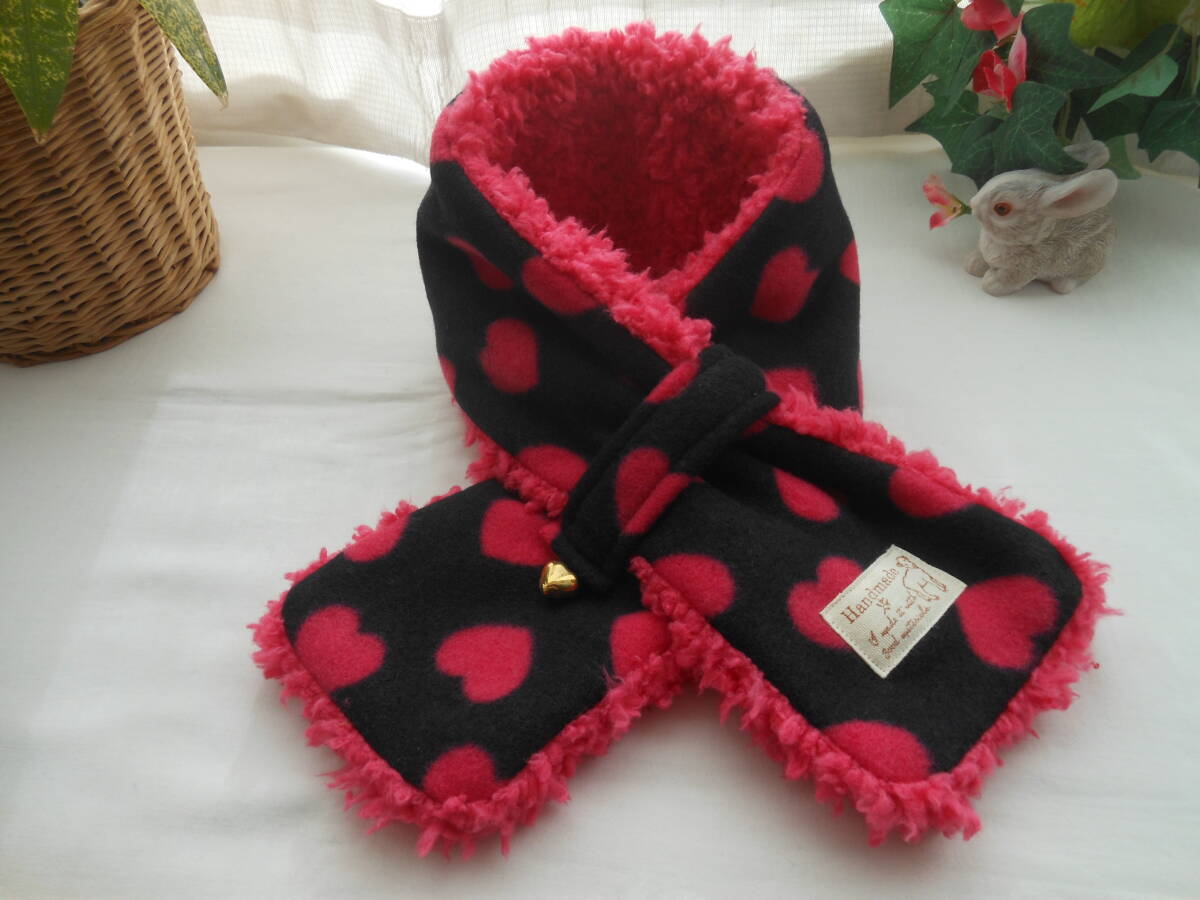 黒ハートチャーム付き * プードルボア マフラー 子供 ♪ ハンドメイド 拍卖