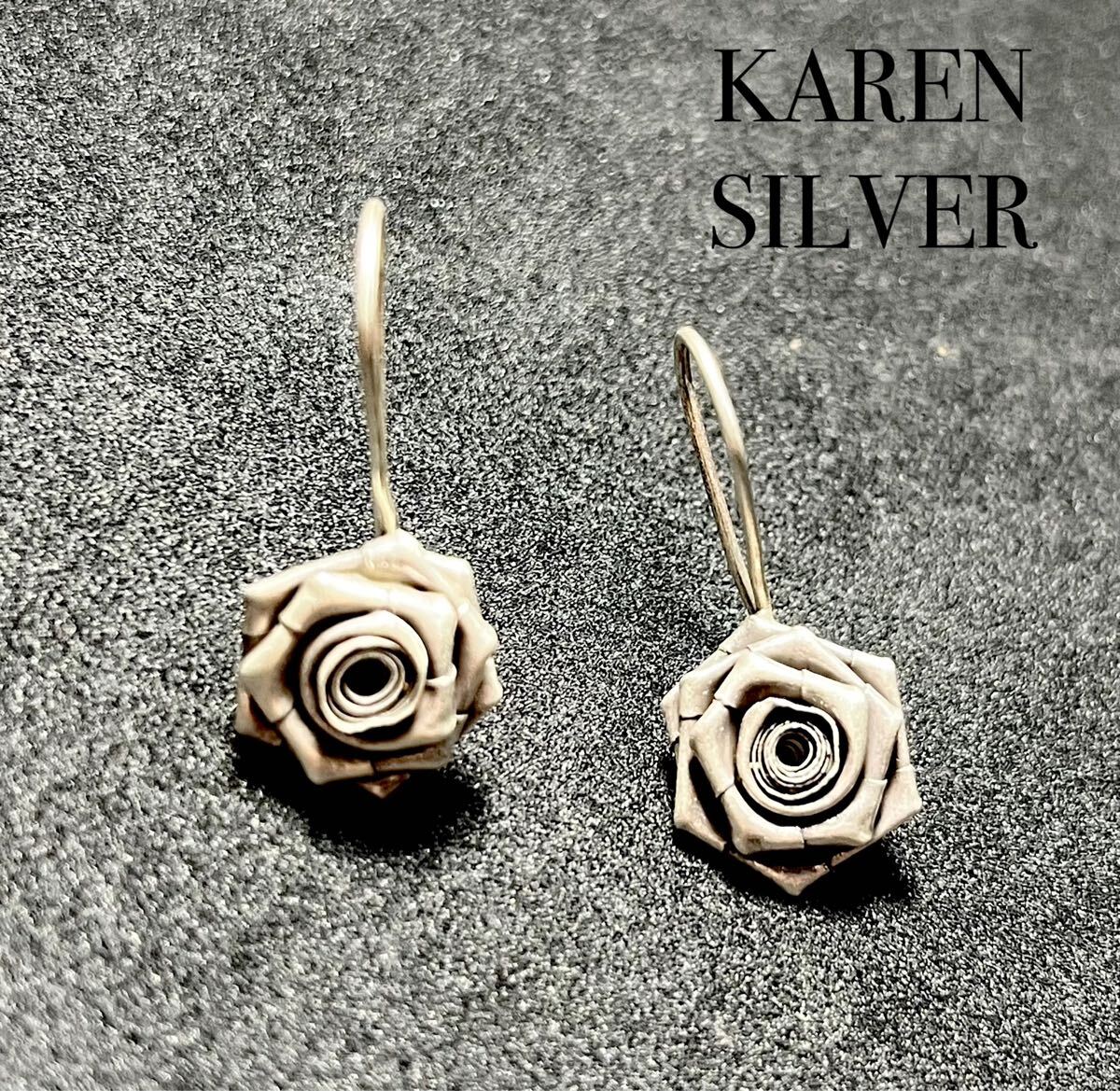 R59カ-qぞ47B カレンシルバーピアスバラKarensilver薔薇ギフトRose純銀ピアス7ぞb拍卖