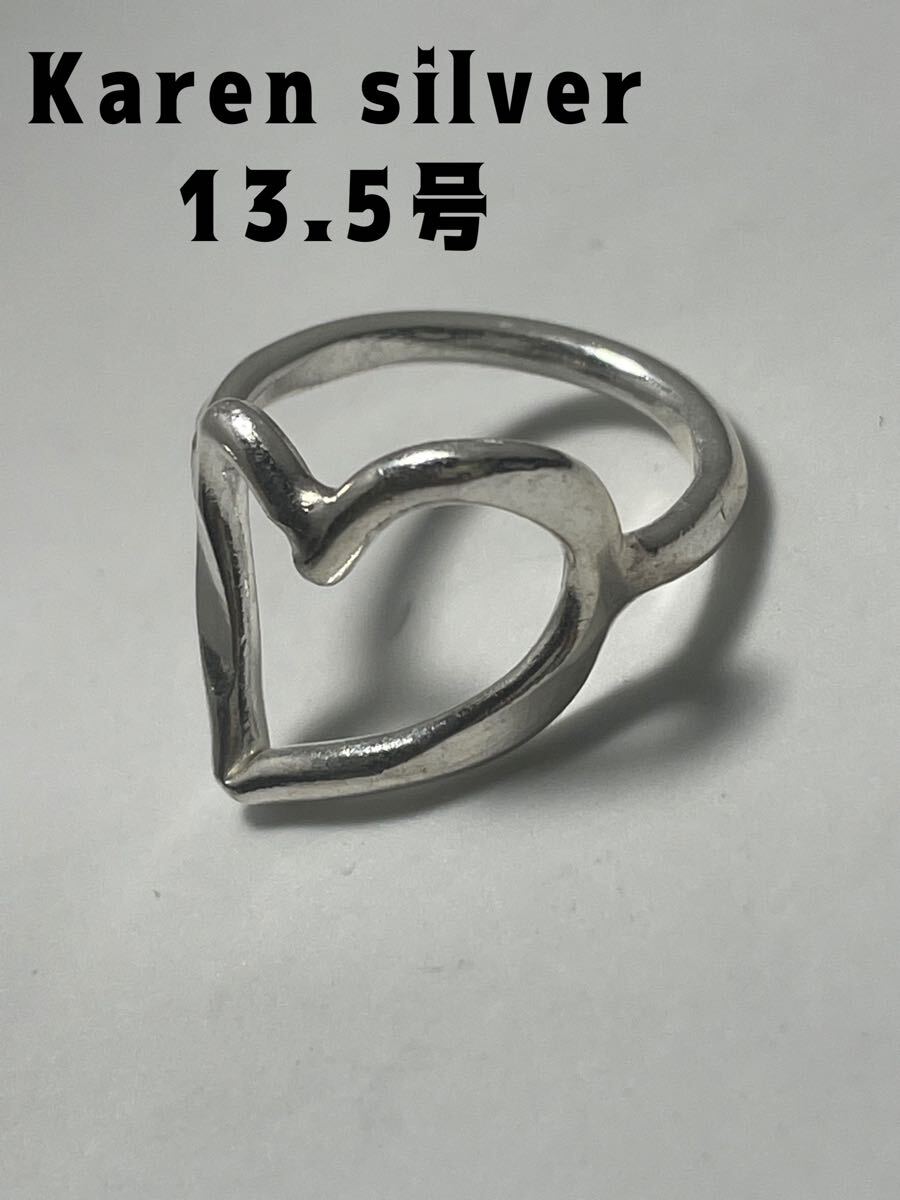 R6911めtおx カレンシルバーリングKarensilver両甲丸指輪カレン族ハート心純銀印台お2拍卖
