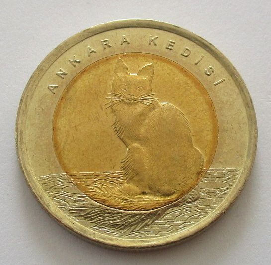 トルコ アンゴラネコ 猫 1リラ 2015年 硬貨拍卖