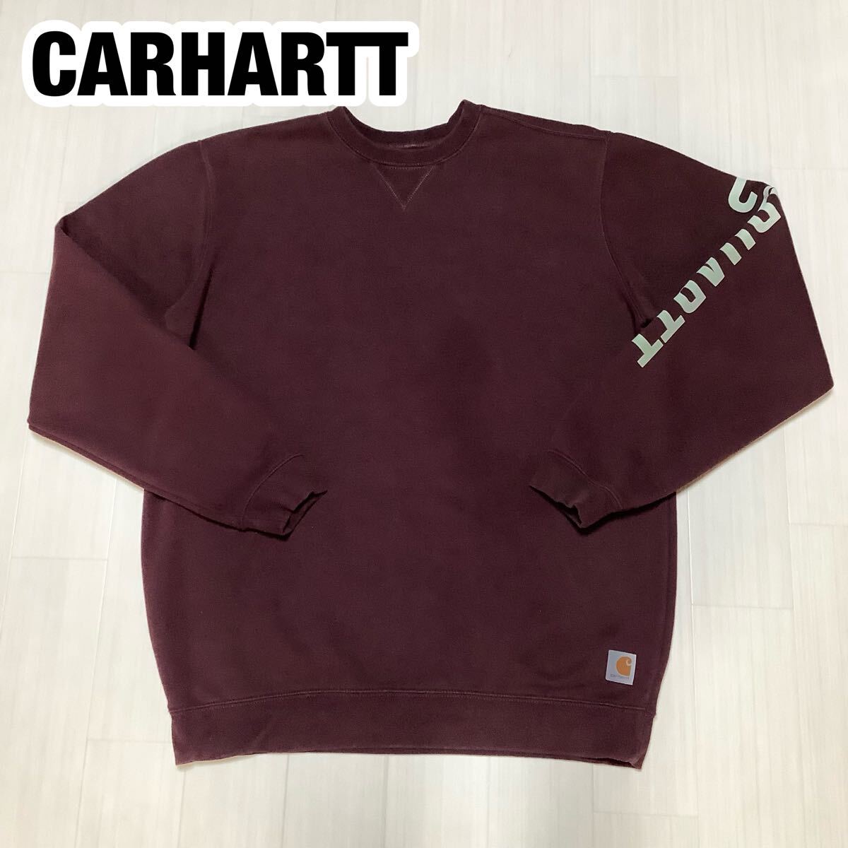 CARHARTT カーハート スエット トレーナー L ボルドー プリント スリーブロゴ ロゴタグ 裏起毛拍卖