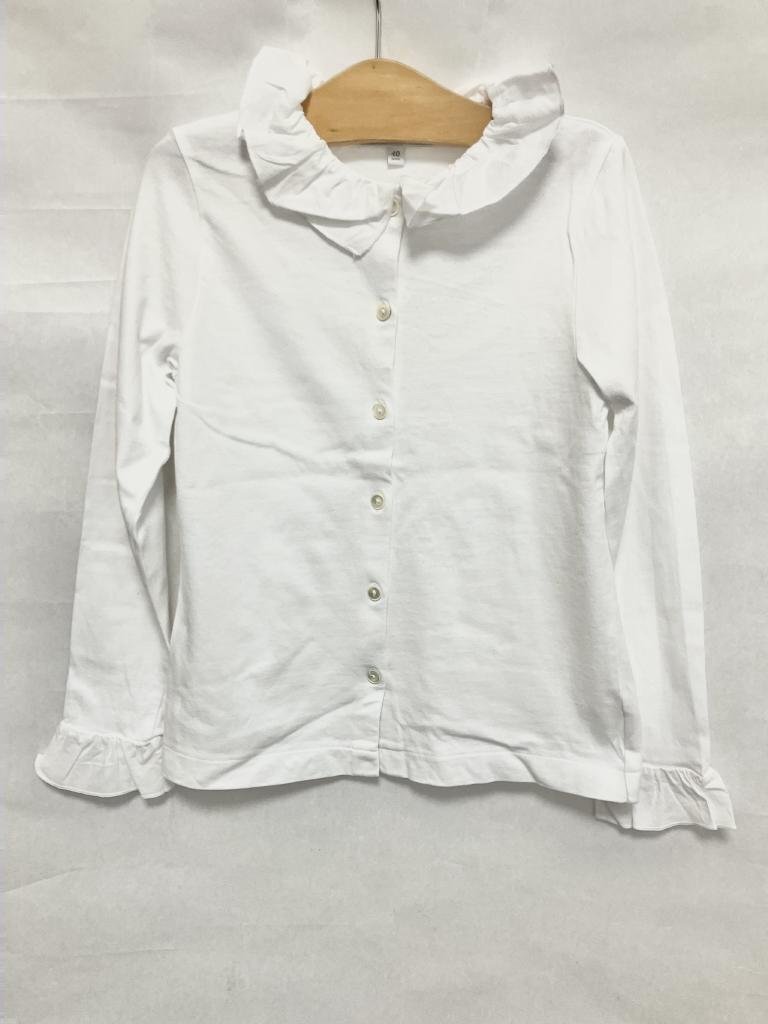 【送料込】agnes b アニエスベー シャツ 130cm 10ans オフホワイト 綿100% 長袖 フリル 襟付き 女の子 キッズ お出かけ s3407083拍卖