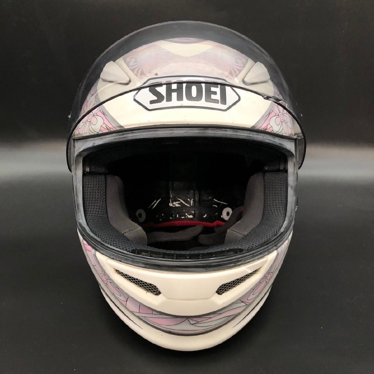 SW1118-16-4 SHOEI CW-1 ヘルメット シールド フルフェイス 日本製 T8133 Z-6 Lサイズ 59cm 花柄 フラワー ピンク 120サイズ拍卖