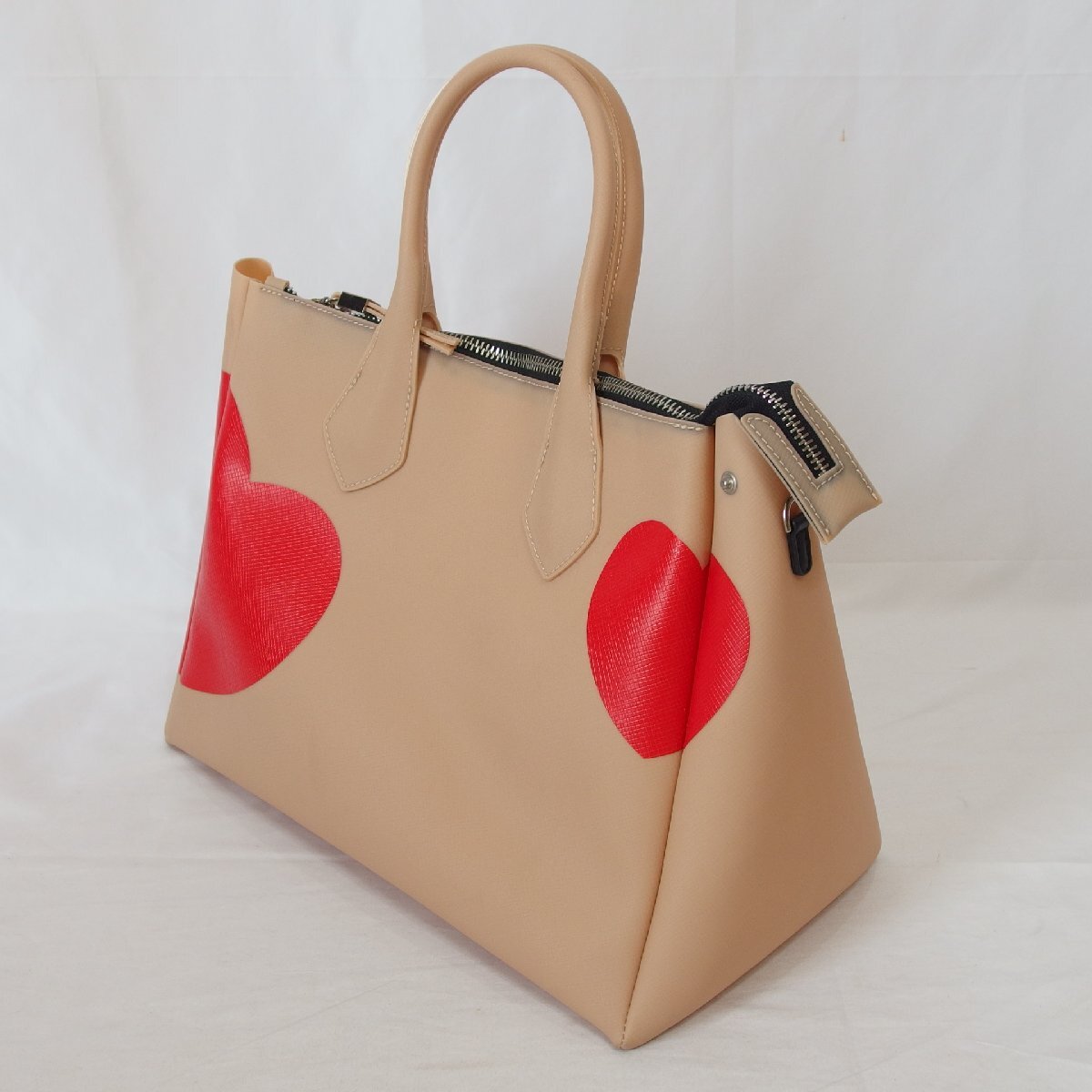 GUM Gianni Chiarini◆GUM ジャンニキヤリーニ ハート トートバッグ(ベージュ)イタリア・セレクトショップ購入品・難有り◆USED ①拍卖