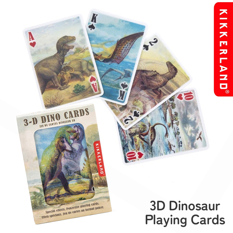 トランプ KIKKERLAND 3D DINOSAUR PLAYING CARD 3D ディノカード PET 紙 W6.5×D2.拍卖
