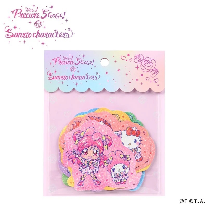 【サンリオ】Yes!プリキュア5GoGo! ステッカーセット フレークシール キラキラ マイメロ キティ サム プリン クロミ シナモン R612拍卖