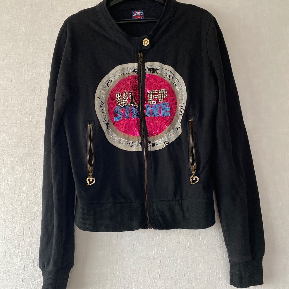 a.co.co. HAPPY VALLEY ジップアップ パーカー ブラック スウェット拍卖