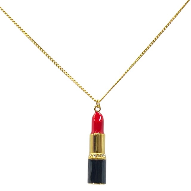 SAINT LAURENT サンローラン ネックレス アクセサリー 小物 リップ モチーフ GP ラインストーン ゴールド ブラック レッド拍卖
