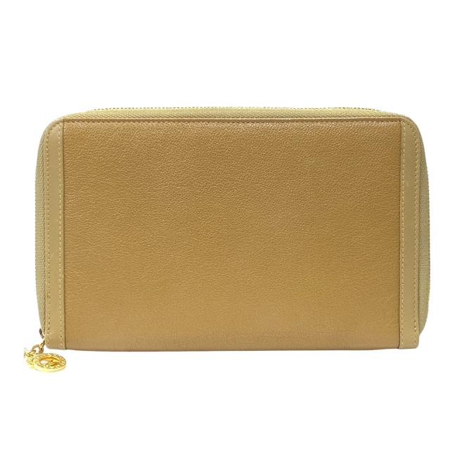 BVLGARI ブルガリ 財布 長財布 ロングウォレット カードケース パスケース ラウンドファスナー レザー ベージュ拍卖