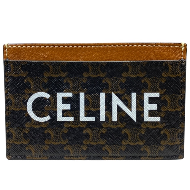 CELINE セリーヌ カードケース パスケース コンパクト トリオンフ ロゴ レザー ブラウン拍卖