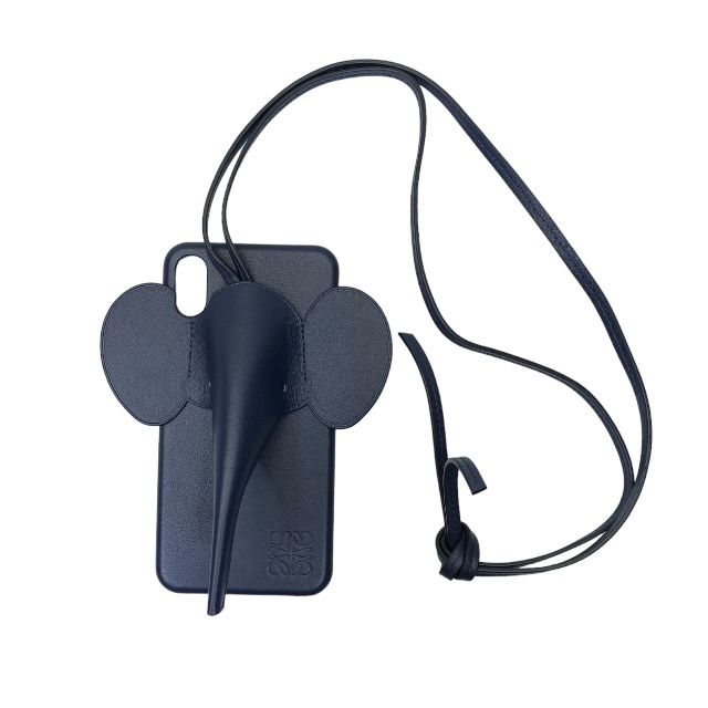 LOEWE ロエベ スマホケース A-28003861 iPhoneケース スマホカバー スマホショルダー エレファント レザー ネイビー【iPhone XS MAX】拍卖