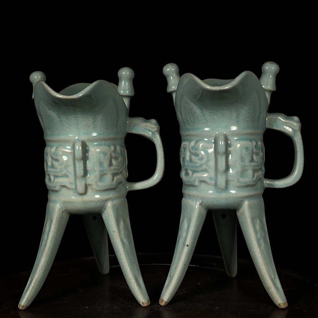 『宋・古陶磁器・汝窯・爵杯・酒杯・茶道具』極細工・骨董品・古賞物・中国古玩・中国古美術 拍卖