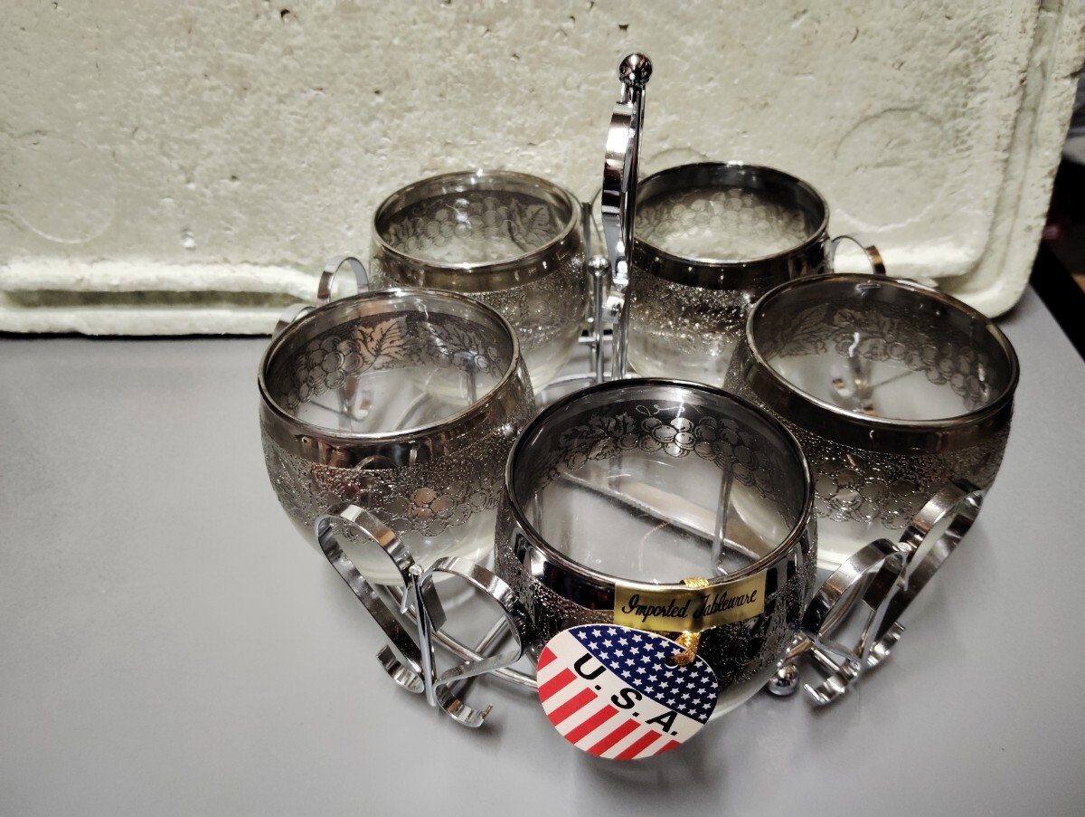 グラス 5客 WITS INTERNATIOAL USA アメリカン ビンテージ アンティーク グラス 当時物 未使用品 アンテナコネクター用拍卖