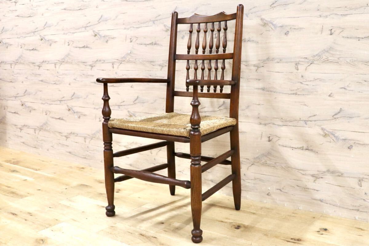 GMHS454E○英国 アンティーク スピンドルバック ダイニングチェア 椅子 オーク無垢材 クラシック 輸入家具 在庫品拍卖