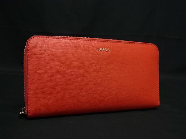 ■新品■未使用■ FURLA フルラ レザー ラウンドファスナー 長財布 ウォレット 小銭入れ 札入れ レディース レッド系 FE4865拍卖