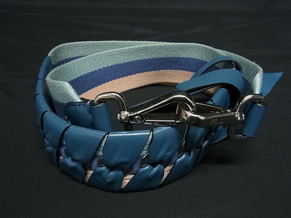 ■美品■ FENDI フェンディ キャンバス×レザー バッグ用 ショルダーストラップ 肩掛け レディース ブルー系×ピンク系 BL5391拍卖