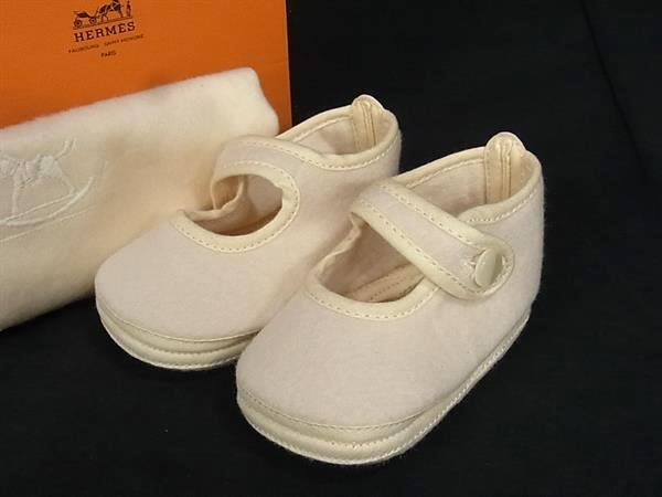■新品同様■ HERMES エルメス ウール65%×アンゴラ35% ベビーシューズ ファーストシューズ 靴 アイボリー系 BK3718拍卖