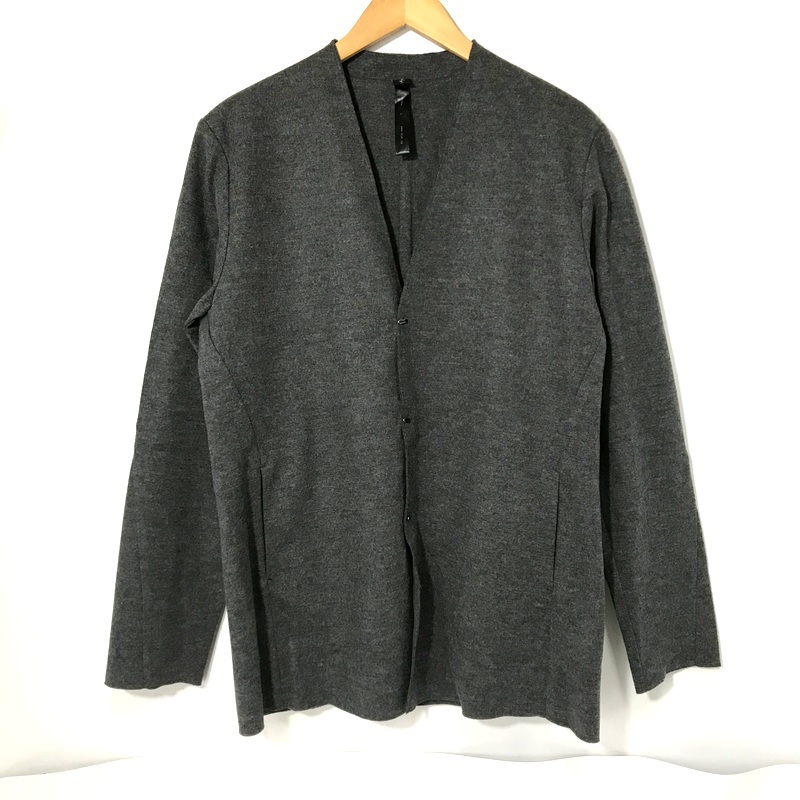 wjk カーディガン 2-ply hook cardigan ミドル丈 ウール シンプル フック 古着 無地 Lサイズ グレー ダブルジェーケー トップス A12384◆拍卖
