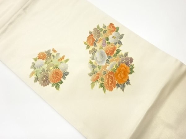 ys7238416; 宗sou 金彩牡丹に椿・菊模様刺繍名古屋帯【着】拍卖