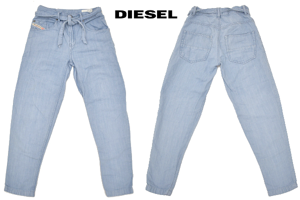 K-4779★DIESEL KID NYOKAKPANTALONE ディーゼル★夏でも涼しいリネン コットン ソフトな薄地デニム イージー パンツ 10 140-150cm拍卖
