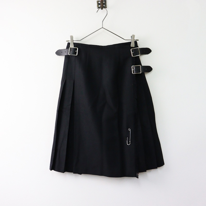 美品 定番人気アイテム アイルランド製 オニールオブダブリン O’NEIL OF DUBLIN ウール キルトスカート GB10/ブラック【2400014177282】拍卖