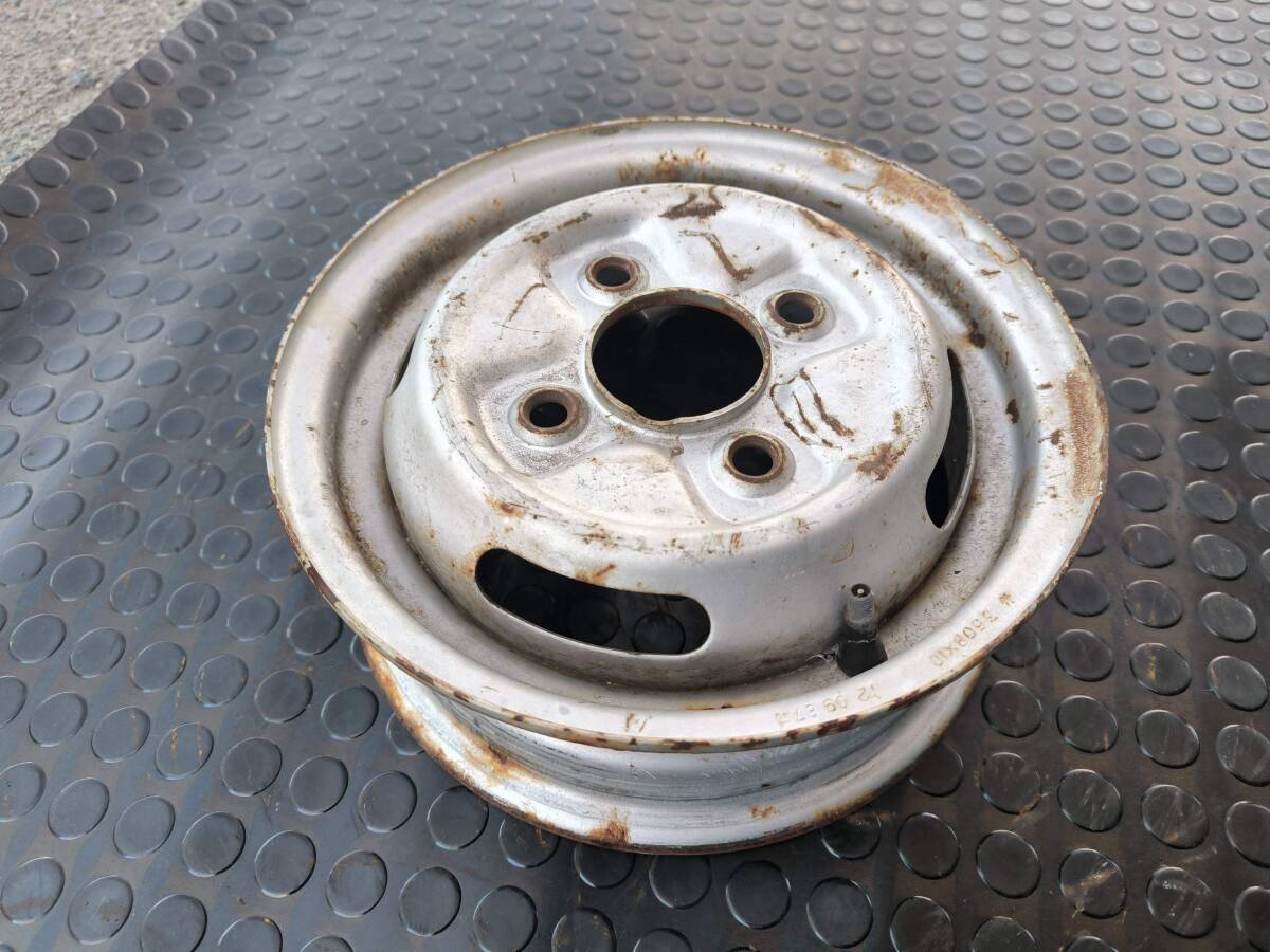 純正ホイール 鉄 1本 10インチ 3.5J PCD100 4穴 ハブ径60mm 中古 スチールホイール リム曲がりあり拍卖