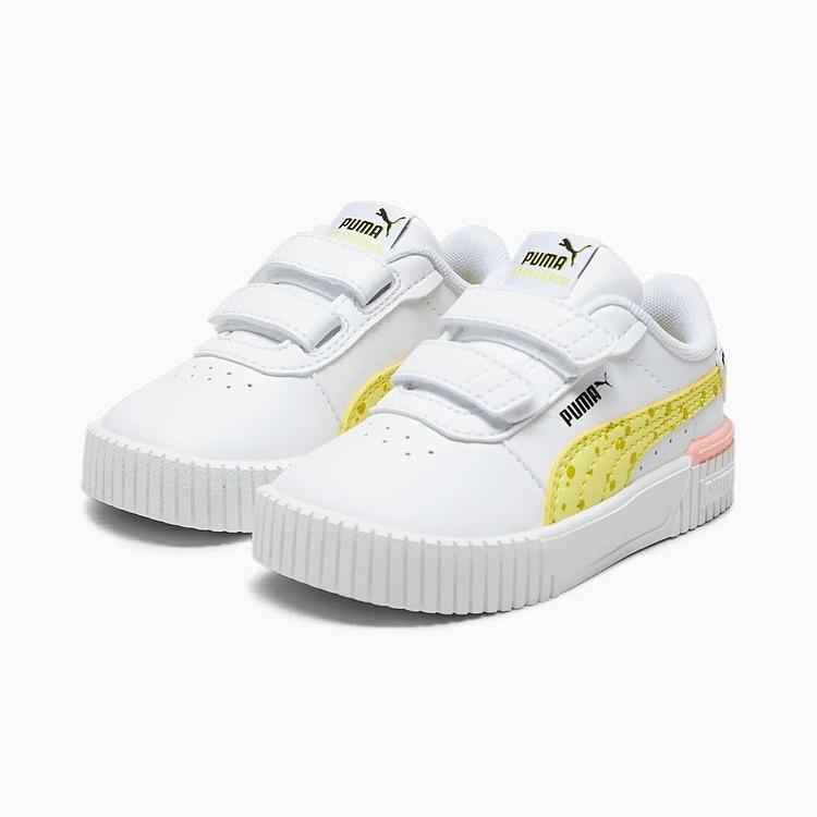 プーマ キャリーナ 12cm スポンジボブ ホワイト イエロー PUMA SPONGEBOB CARINA 2 V INF ベビー キッズ コラボ 白 黄色 子供用運動靴 ①拍卖