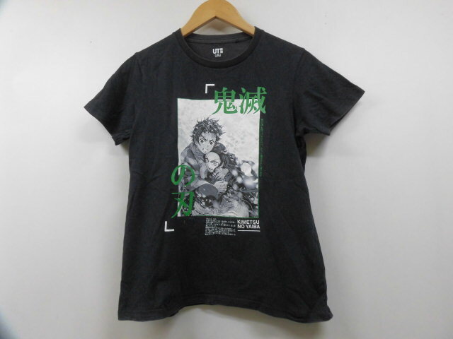UNIQLO UT ユニクロ×鬼滅の刃 キッズ 炭治郎 禰豆子 プリント Tシャツ 半袖トップス 男女兼用 女の子 男の子 子ども 子供 ブラック 黒 150拍卖