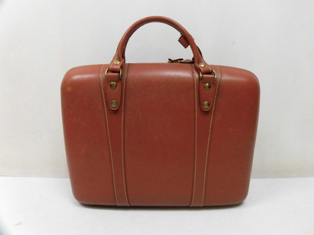 レザーバッグ ハード ハンドバッグ 革 かばん 仕切りあり ブラウン 茶拍卖