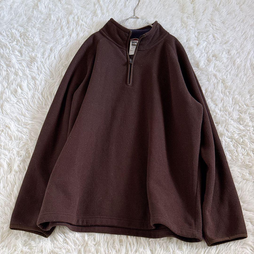 THE NORTH FACE ザノースフェイス ハーフジップ フリースジャケット トレーナー ワンポイント ロゴ刺繍 裏起毛 ビッグシルエット XLサイズ拍卖