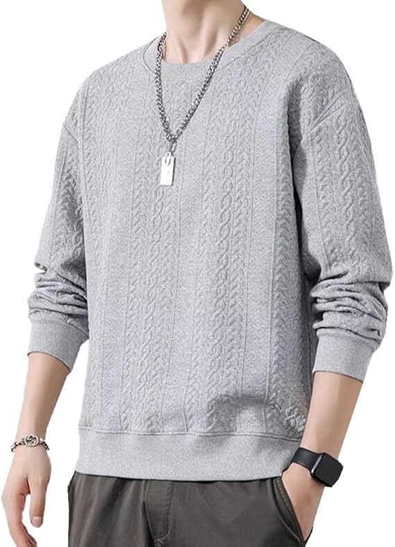 トレーナー メンズ 長袖 メンズ丸襟 Tシャツ XL拍卖