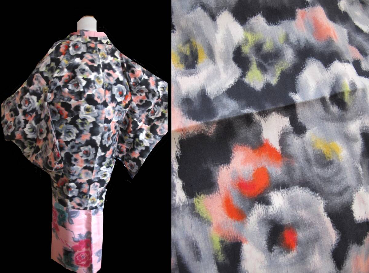 薔薇尽くし レトロロマン アンティーク銘仙羽織拍卖