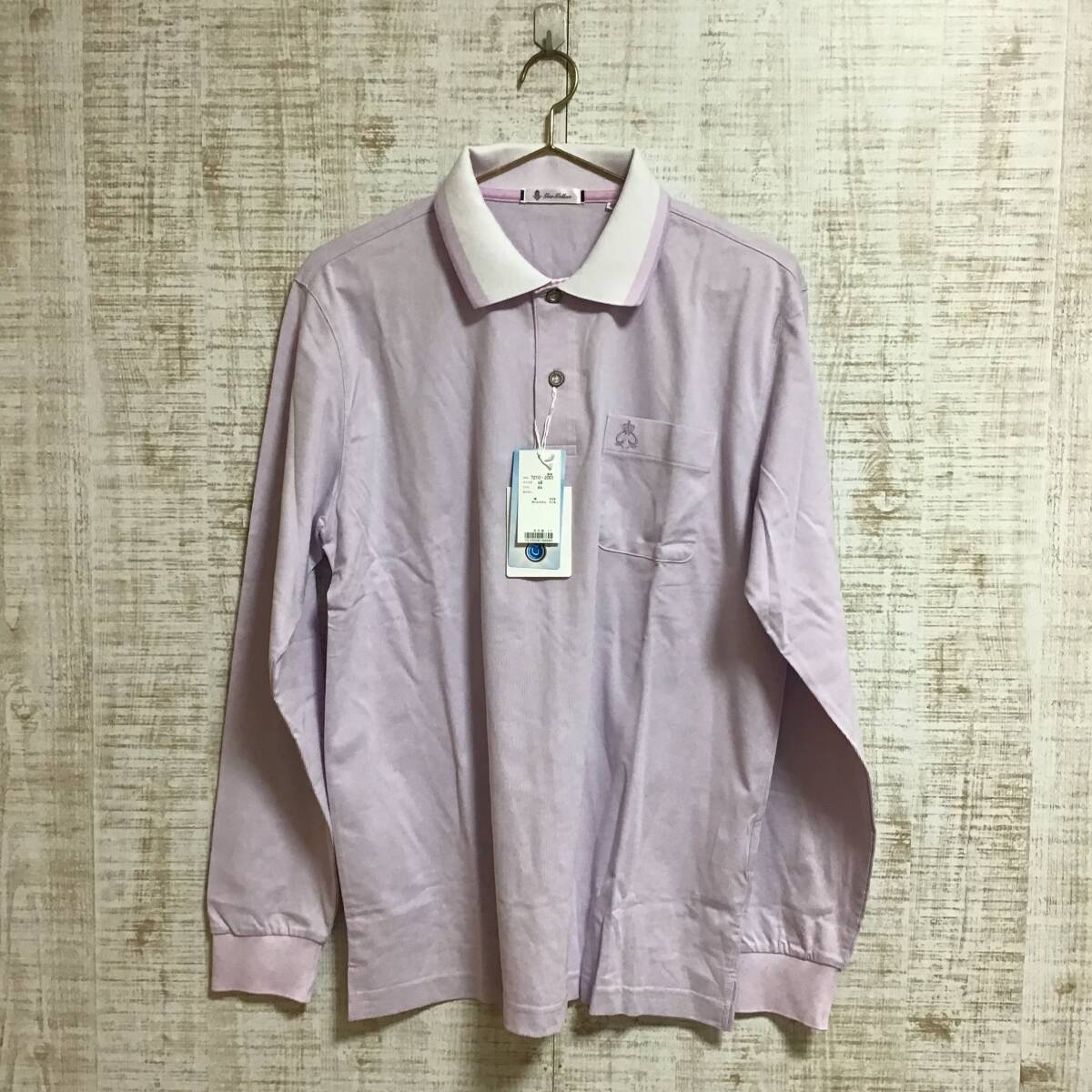 A438◇GEEGELLAN|ジーゲラン 長袖ポロシャツ 紫 サイズXL拍卖